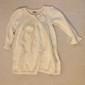 Old Navy White Formal Dress with Long Sleeves and Soft Knit Fabric